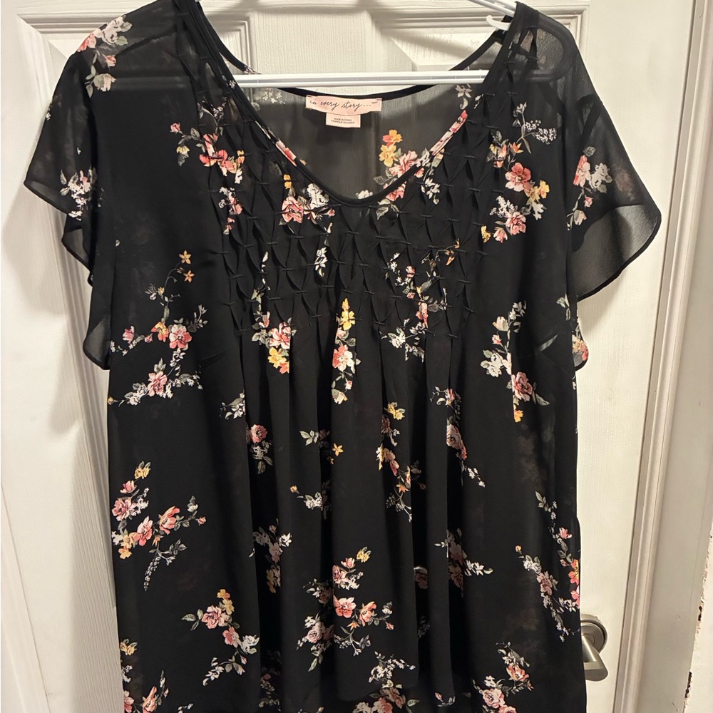 Sunny Leigh Black Floral Blouse